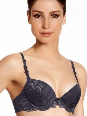 SIMONE PERELE Amour Push-Up Multi-way J-Hook Black w/ Lace Overlay Bra 36D